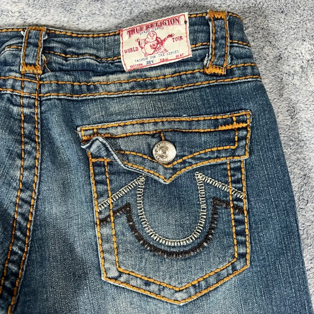 True Religion Joey Big T Flare Jeans‎ Medium Wash Blue Denim Size 34
